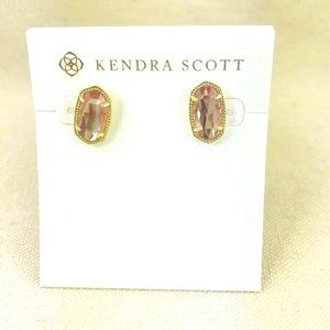 NWT Kendra Scott Ellie Blush dichroic glass earrings - 14k gold over brass.